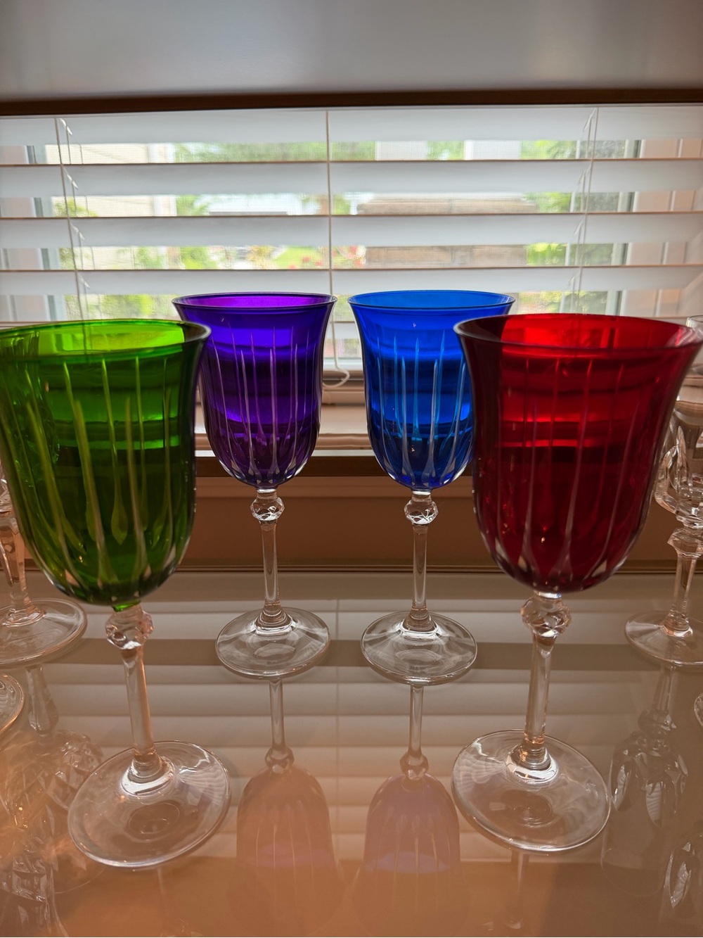 Vintage Le Sielle Cut to Clear Wine Glasses Set of 4